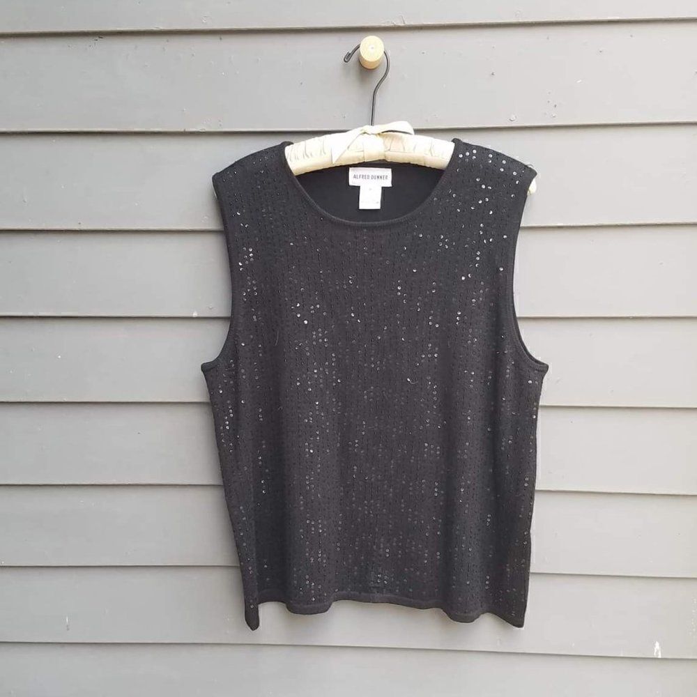 Alfred Dunner Shell with Sequins XL - Acrylic and Wool - Black